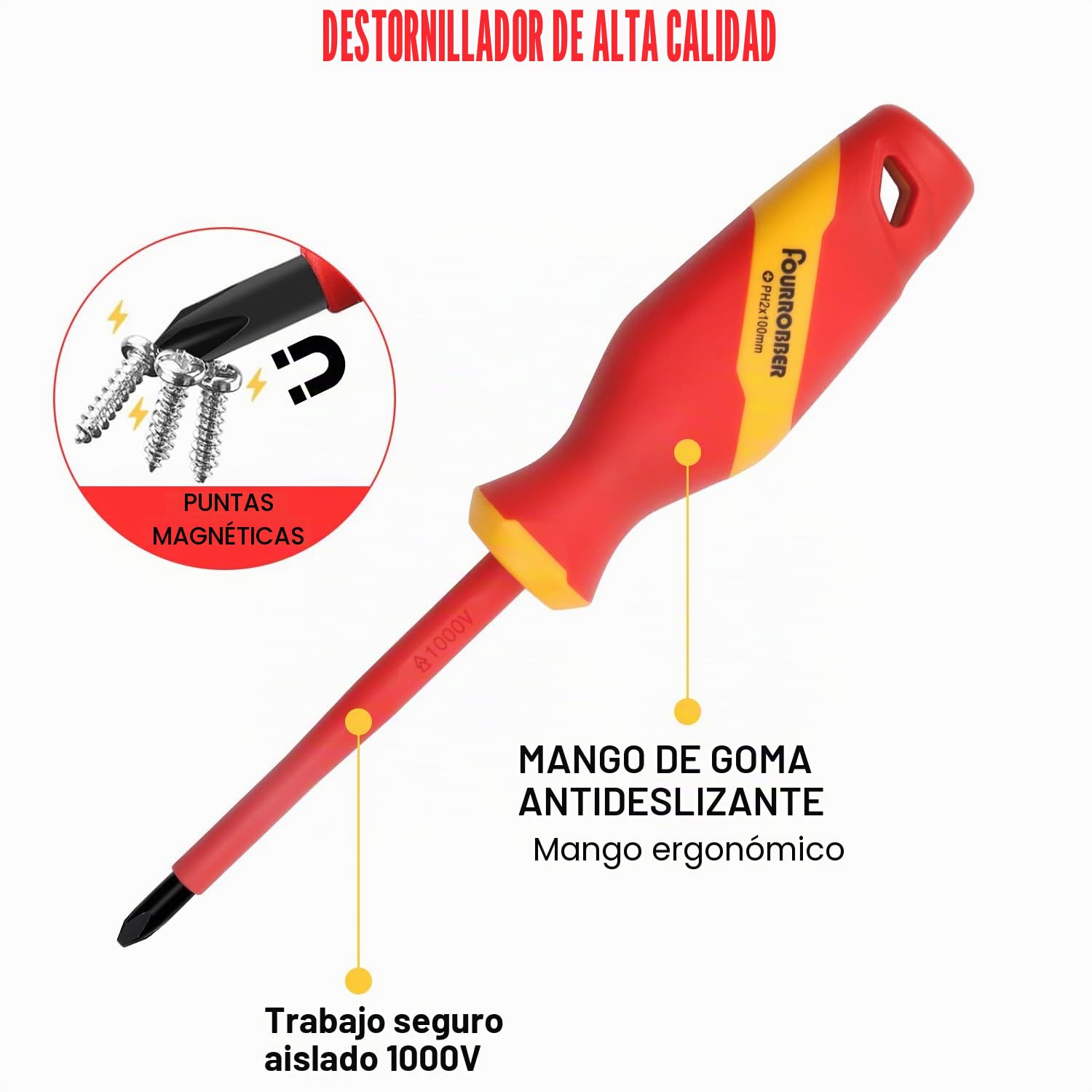 Juego de destornilladores y pinzas aislados (1000 V) | Kit de destornilladores eléctricos aislados con probador de voltaje, Phillips Magnético Electricista Ranura Destornillador