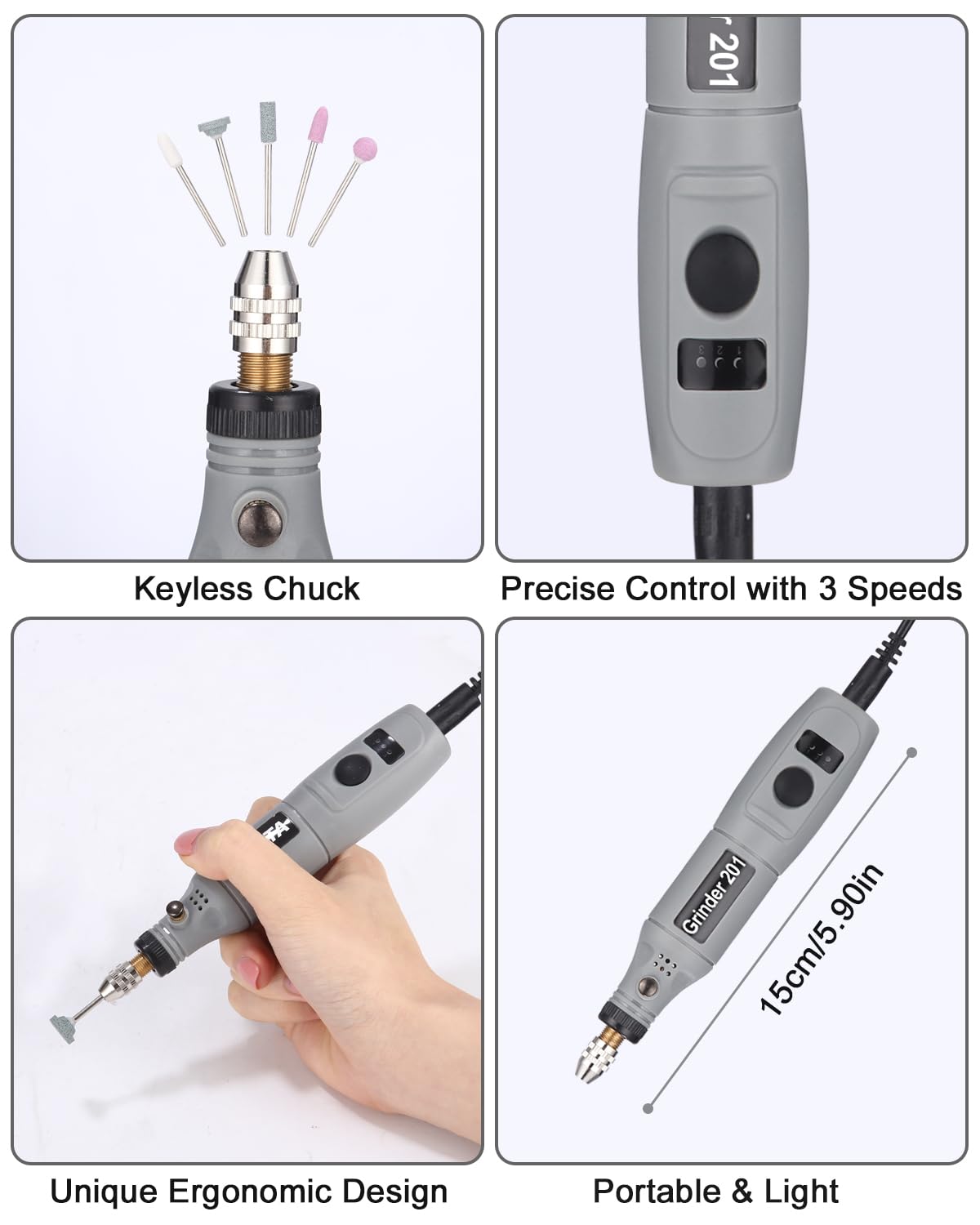 Utensile Rotante Multifunzione Mini Trapano Elettrico 95 Accessori 3 Velocità 5000-15000 RPM