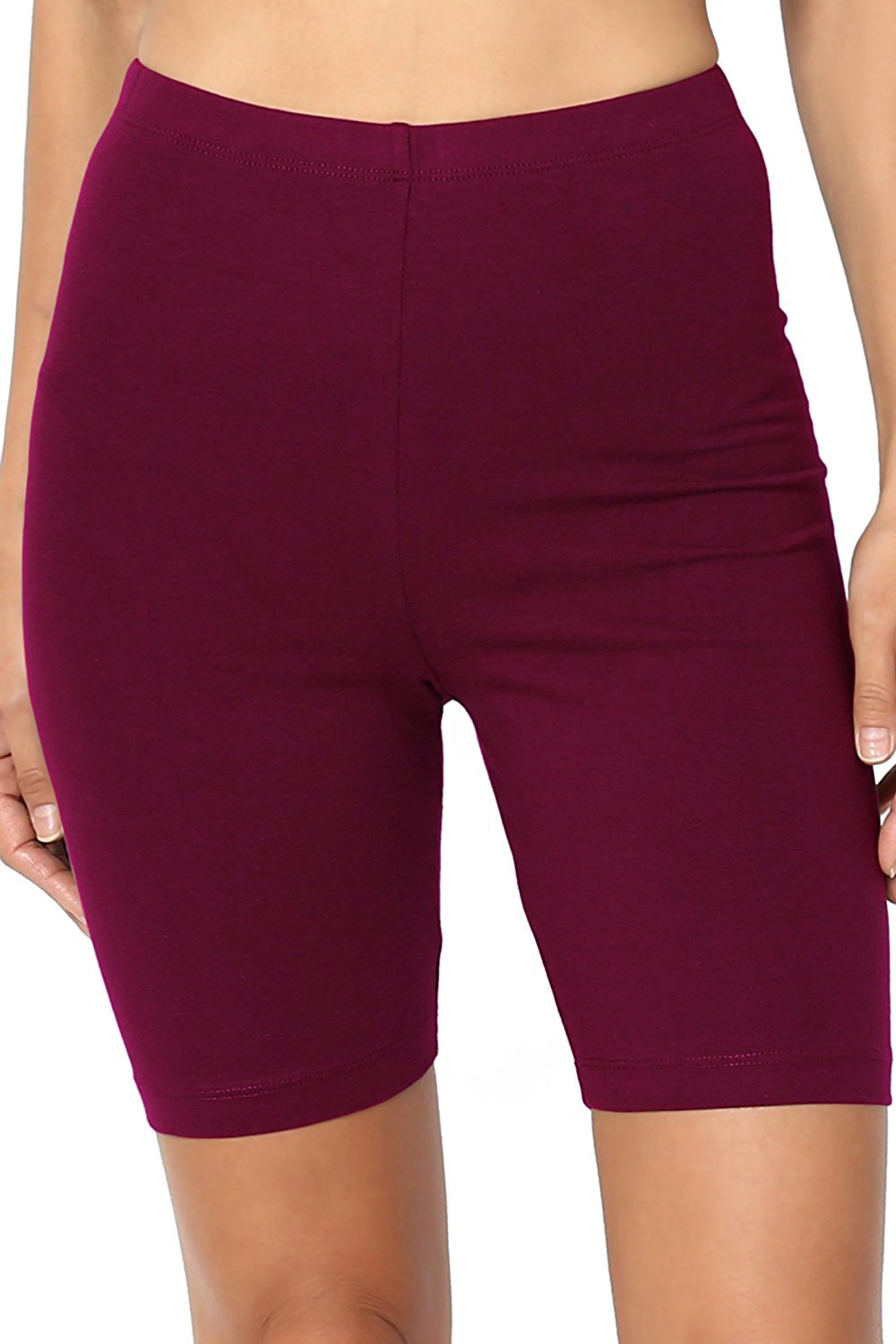 omikka Women's Bio-Wash Knee Length Fitness Workout Running Yoga Shorts (Free Size, Maroon)-picture-12