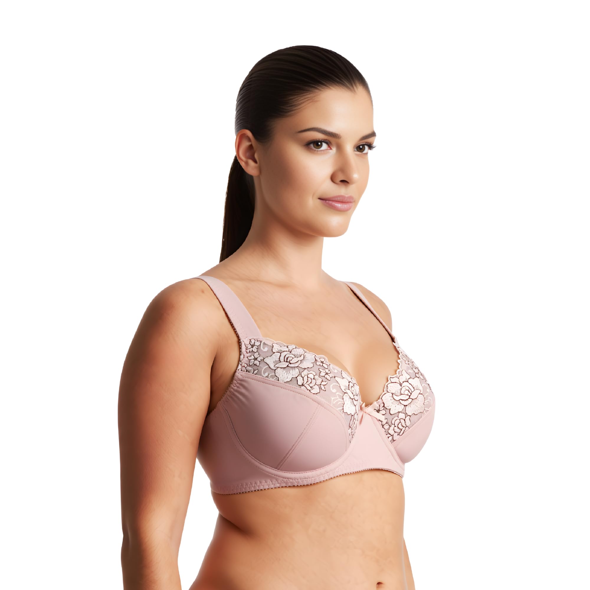 Curve Muse Sujetador con Aros y minimizador de Talla Grande para Mujer con Bordado de Encaje