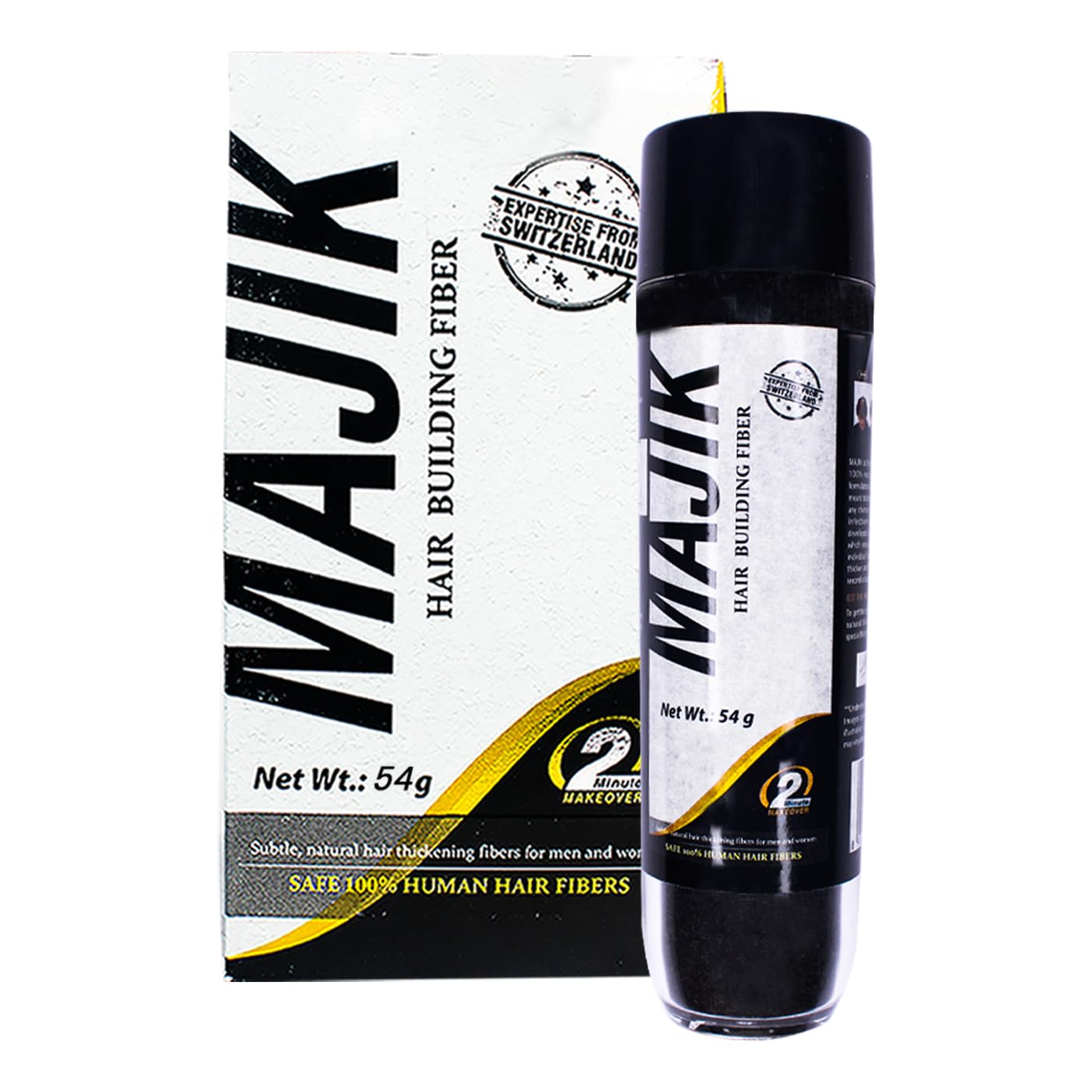 Majik Human Hair Fibers Fill In Thinning and Fine Hair for an Instantly Fuller for Women and Men Premium Hair Building Formulation with Hold Spray and Optimizer Comb (54 Gram Black)-image-22