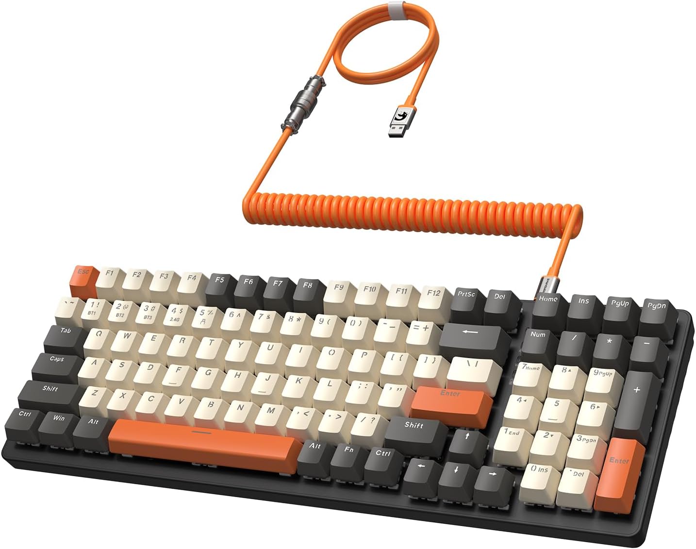 MAMBASANKE K6 Pro 96% 3 Modes Mechanical Gaming Keyboard Hot Swap 4000mAh 2.4Ghz/Bluetooth 5.0/Wired Keyboard with Coiled USB Cable Type-C 9 RGB Backlit Linear Red Switch for MAC Laptop - Shimmer