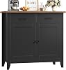 HOCSOK 91cm Sideboard with 2 Drawers & 2 Doors, Modern Kitchen Storage Cabinet, Hallway Cupboard for Dining Room & Living Room, Easy Assembly, Sturdy MDF, Black