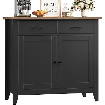 hoc kitchen cabinet with worktop sideboard with 2 drawers and 2 doors buffet cabinet for kitchen living room dining room hallway wood country house style