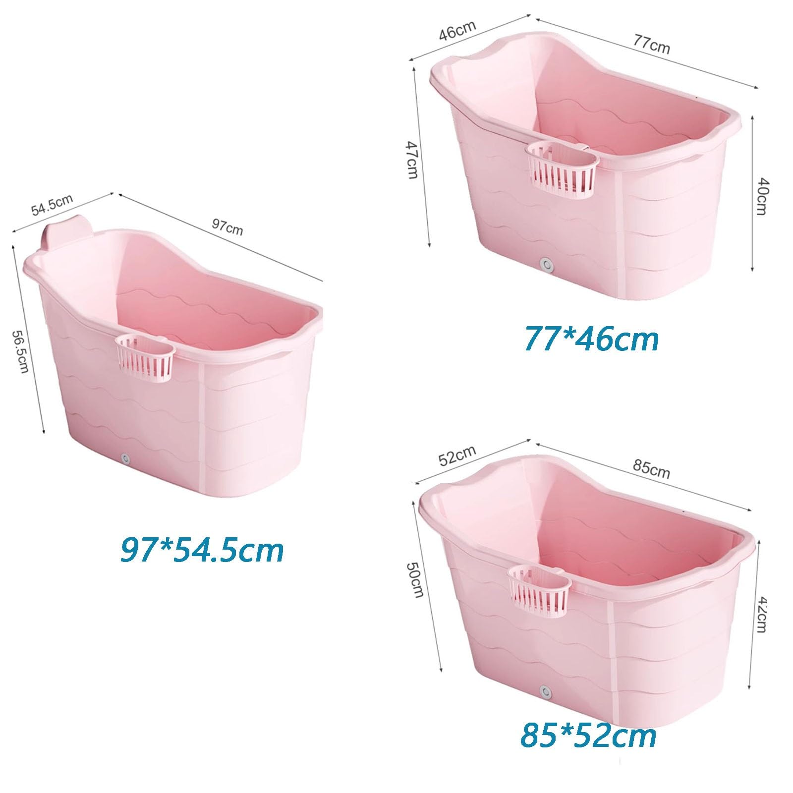 Składana składana wanna, wolnostojące wanny, domowa sauna, ergonomicznie zaprojektowana dla najlepszej relaksującej kąpieli (różowy, 77 cm)