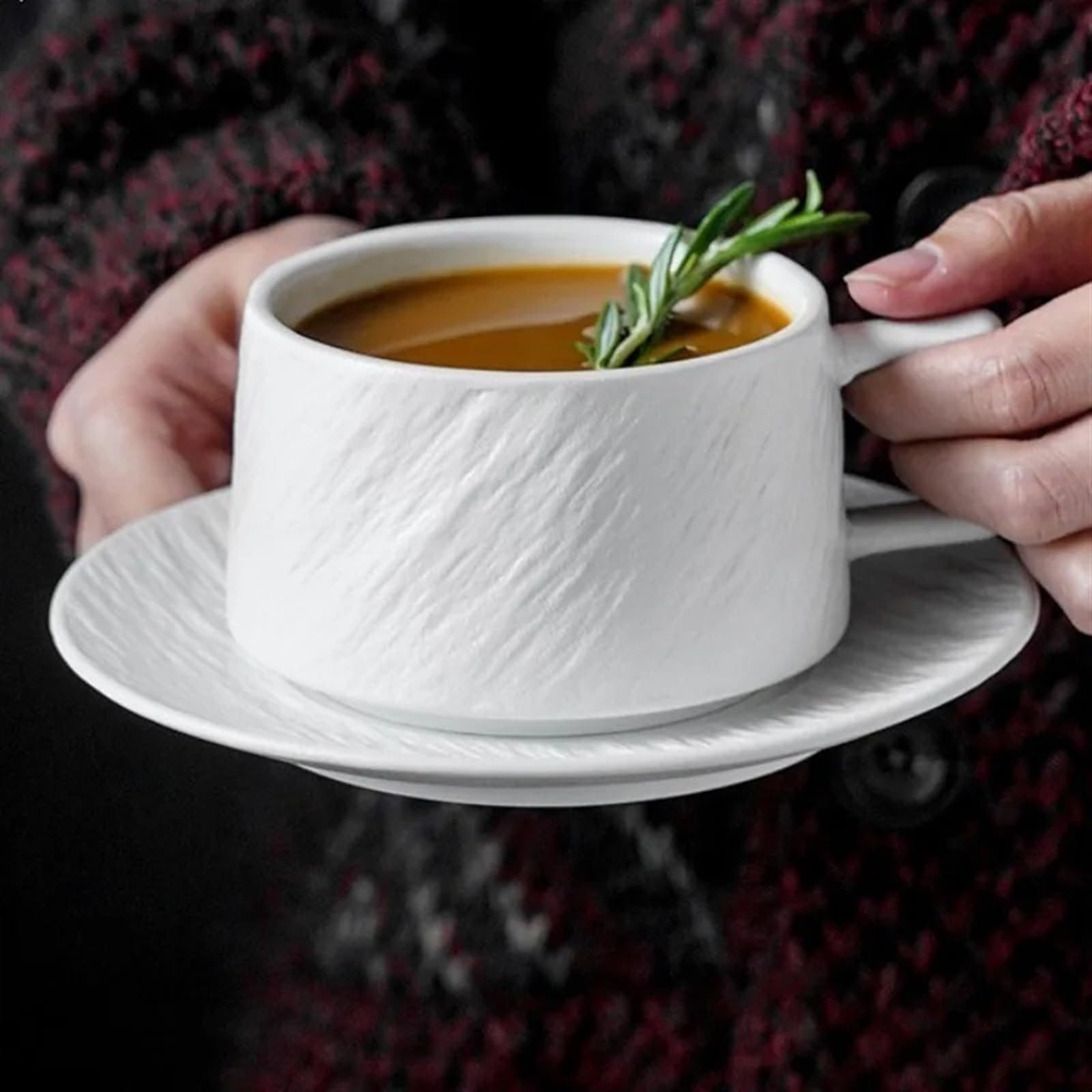 Kaffeetasse Untertasse 250ML Rock Sand Keramik Kaffeetasse Set Exquisite Nachmittag Blume Tee Becher Hotel High-end-Restaurant Kaffeetasse(Green)