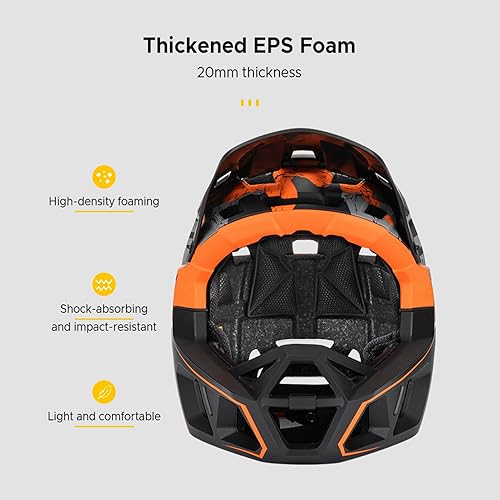 Miniatura 5 de Lixada Casco de bicicleta para adultos, casco de bicicleta de montaña de cara completa, casco de bicicleta ligero con almohadillas y visera, casco