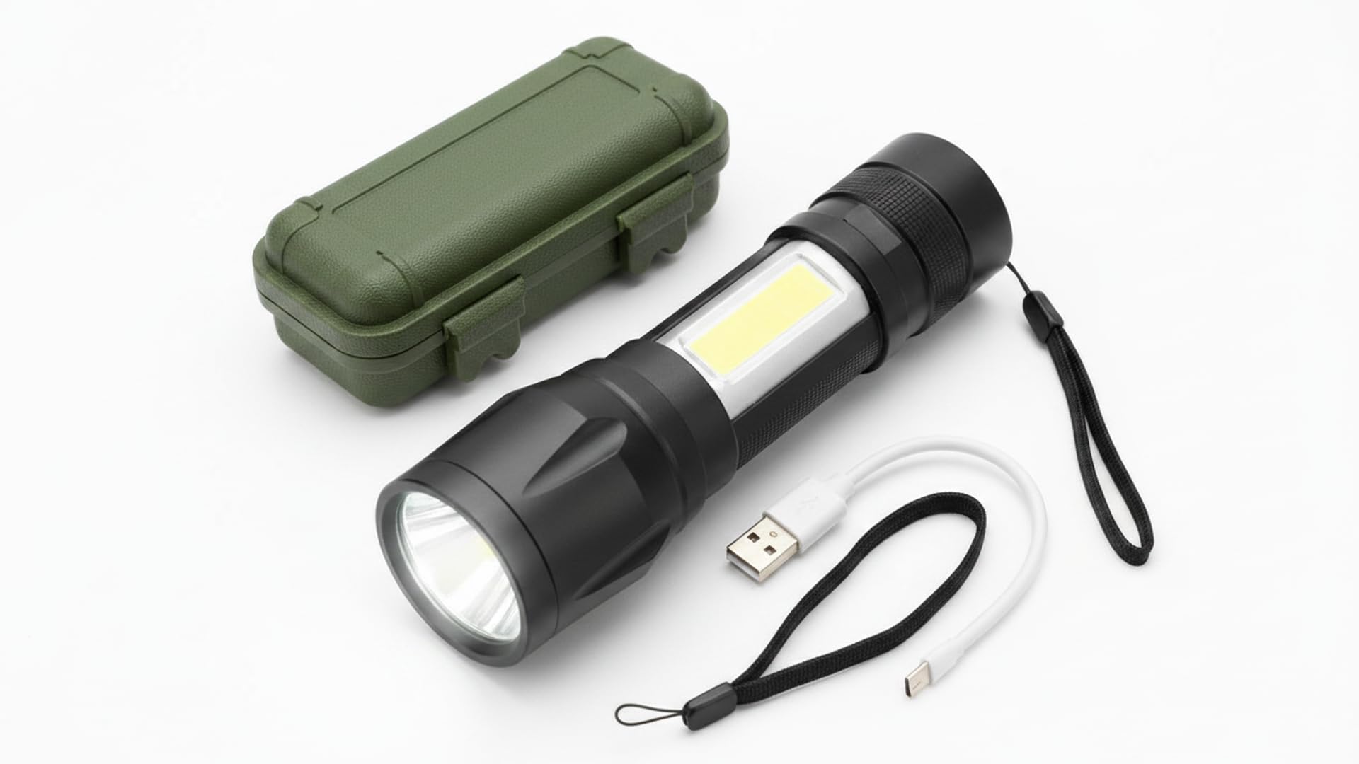 OBLIVIZ CORPORATION Rechargeable LED Flashlight Torch | High Power 5W Zoomable Light with USB Charging | Waterproof Metal Body, Side COB Light | Compact Flashlight for Camping, Hiking & Emergency Use-image-30