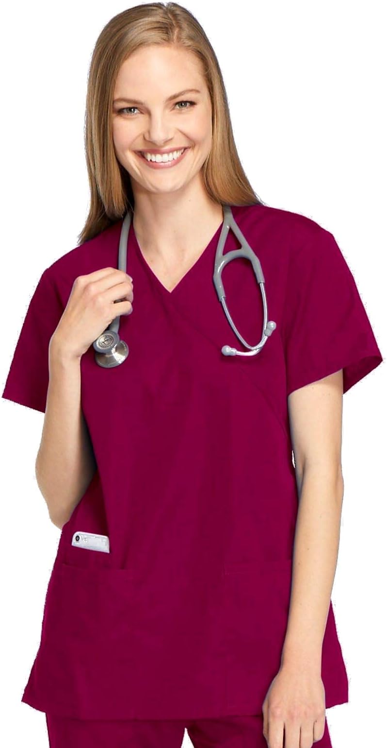 Smart Uniform Mock Wrap Top with Back Tie Scrub