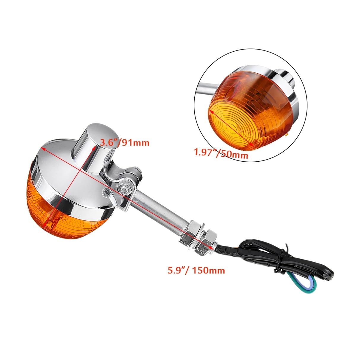 INEOUT Indicateurs de Tournage de Moto Clignotants de moto clignotants clignotants lampe ambre pour XL100 C70 CT70 CT90 CB350 CM400 CB450 CB750