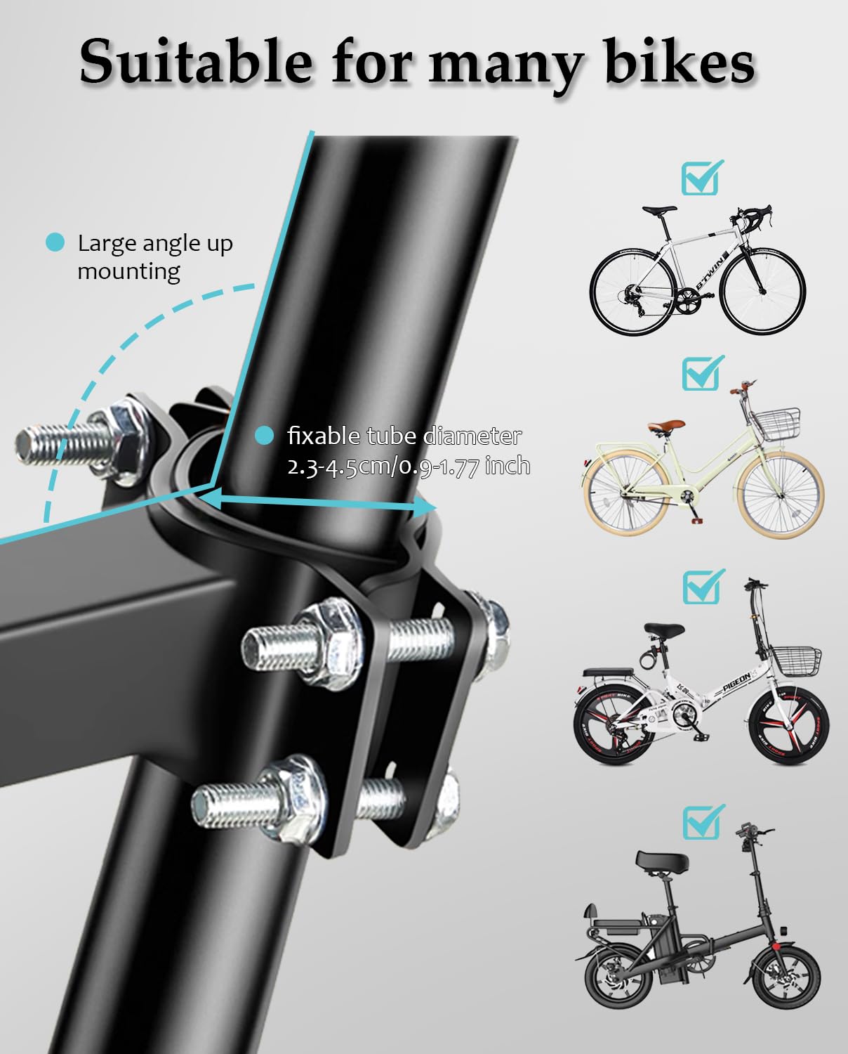 Seggiolino da Bambino Anteriore per Monopattino e Bicicletta Elettrica con Sella e Poggiapiedi, Compatibile Bicicletta Ibrida, Cruiser e Bici da Città, per Bambini dai 2 ai 6 anni
