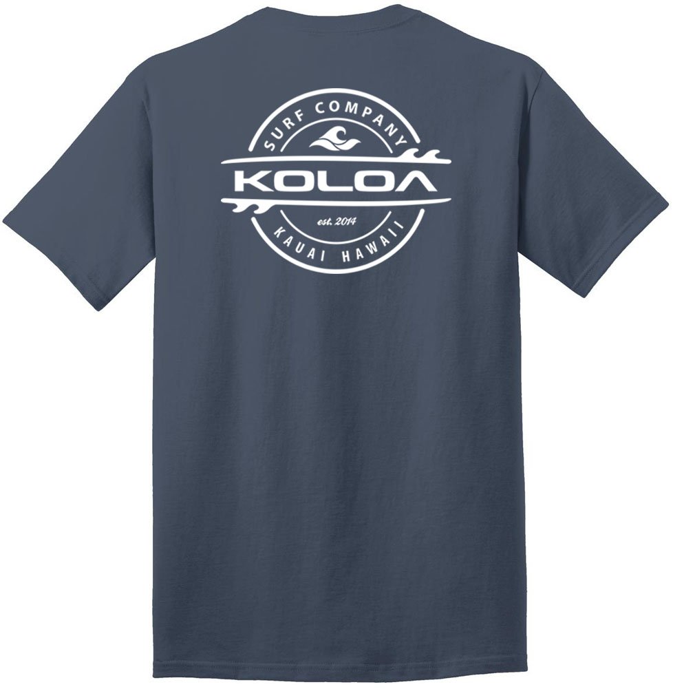Koloa Surf Company Thruster Logo Heavy Cotton Tee-XL-Steel Blue/White