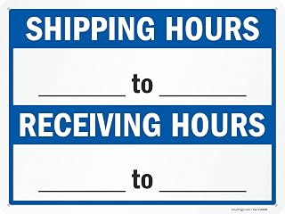 SmartSign 18 x 24 inch “Shipping Hours ….. to Receiving Hours ..… to …..” Write-On Metal Sign, 80 mil Laminated Rustproof Aluminum, Blue, Black and White