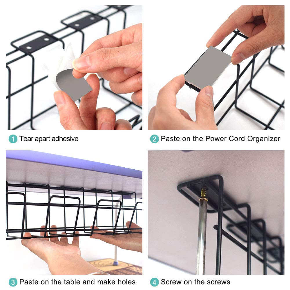 Under Desk Cable Management Tray Wire Organizer for Cable Management