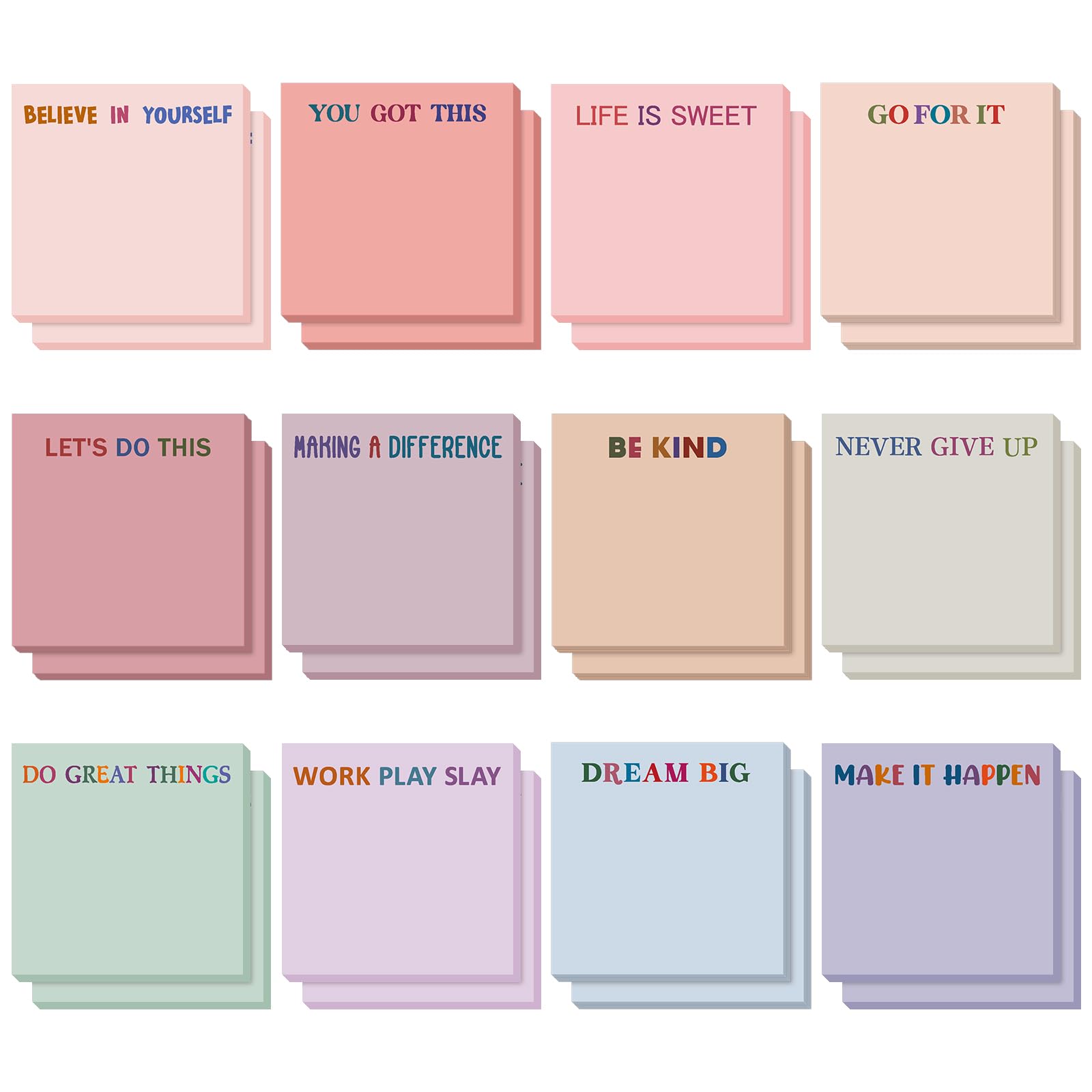 Yinder 24 Pcs Inspirational Sticky Notes Cute Motivational Sticky Notes Pad End of Year Employee Appreciation Gifts Bulk for Teacher Nurse Coworkers