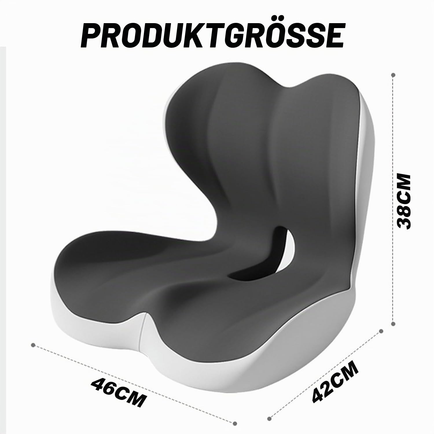 Orthopädisches Sitzkissen mit Rückenlehne,Ergonomisches Sitzkissen für Bürostuhl & Auto,Memory Foam Komfort Steißbeinkissen für Zuhause,Auto,Rollstuhl & Bürostühle (grau)