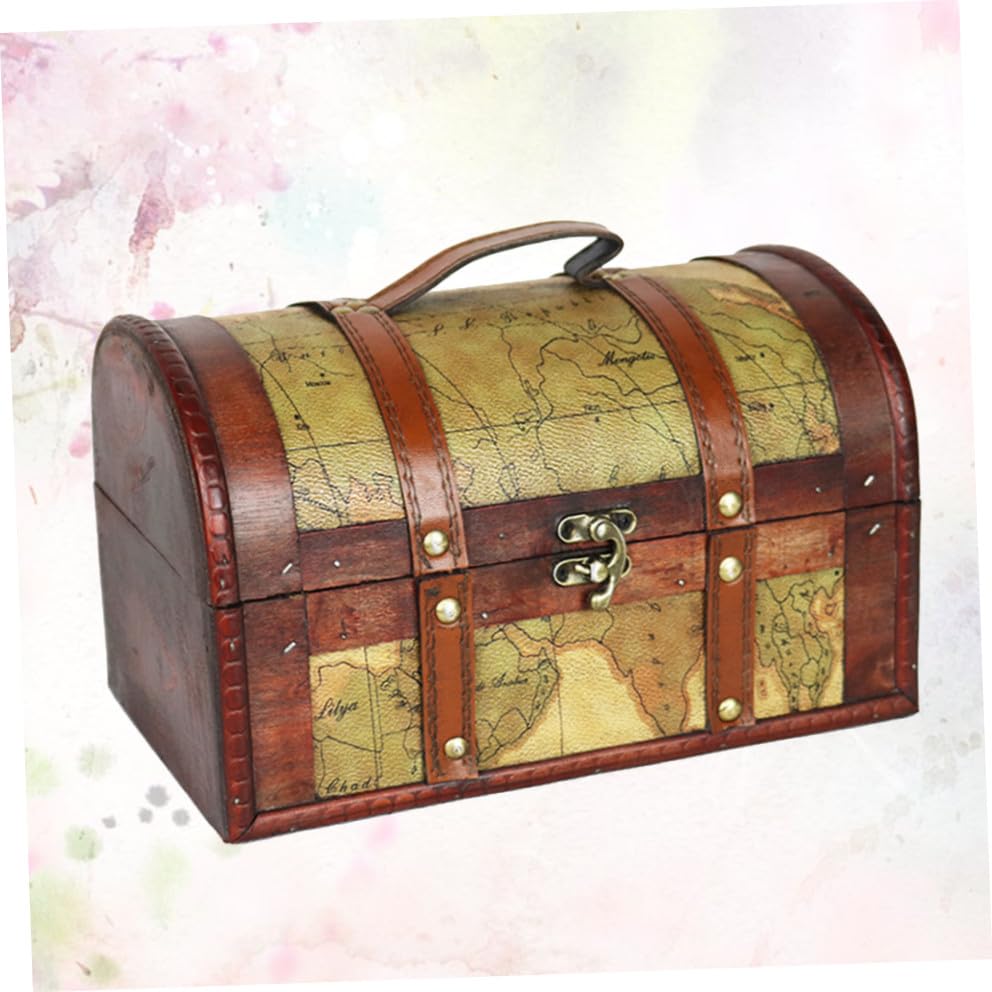 Coffre trésor en bois avec serrure au design vintage raffiné - 7