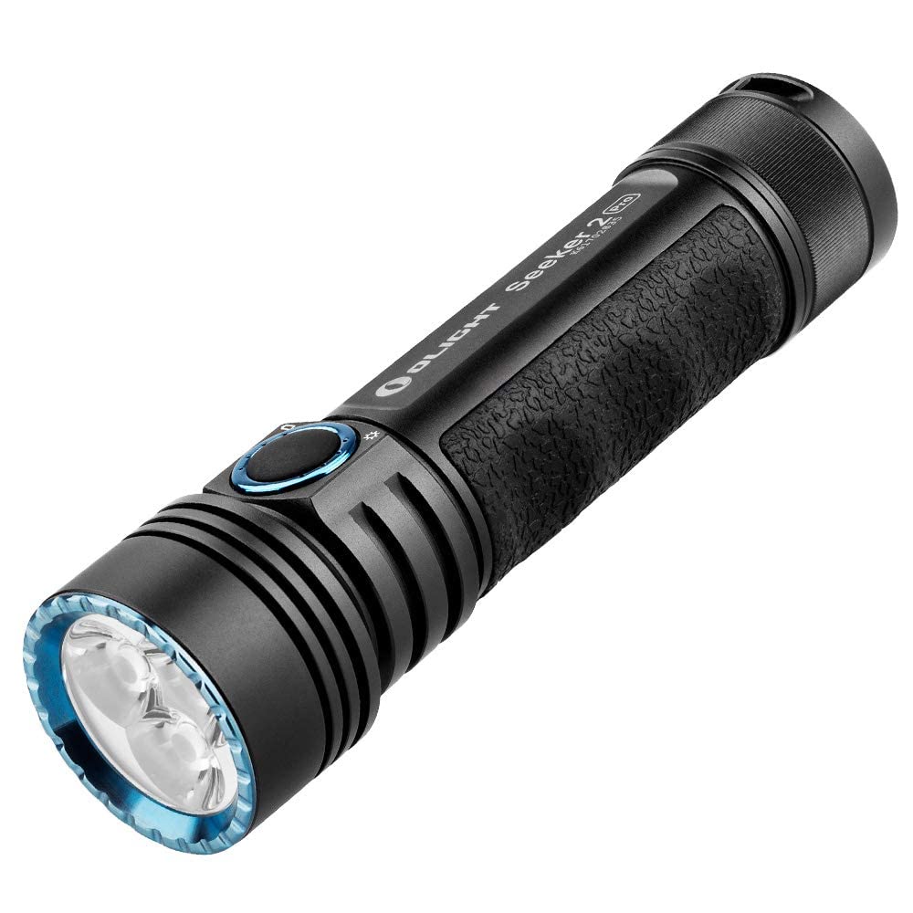OLIGHT Seeker 2 Pro Rechargeable Flashlight 3200 Lumens Rechargeable Flashlight with Power and Brightness Indicator Switch,L-Dock Charger,USB Magnetic Charging Cable,Holster