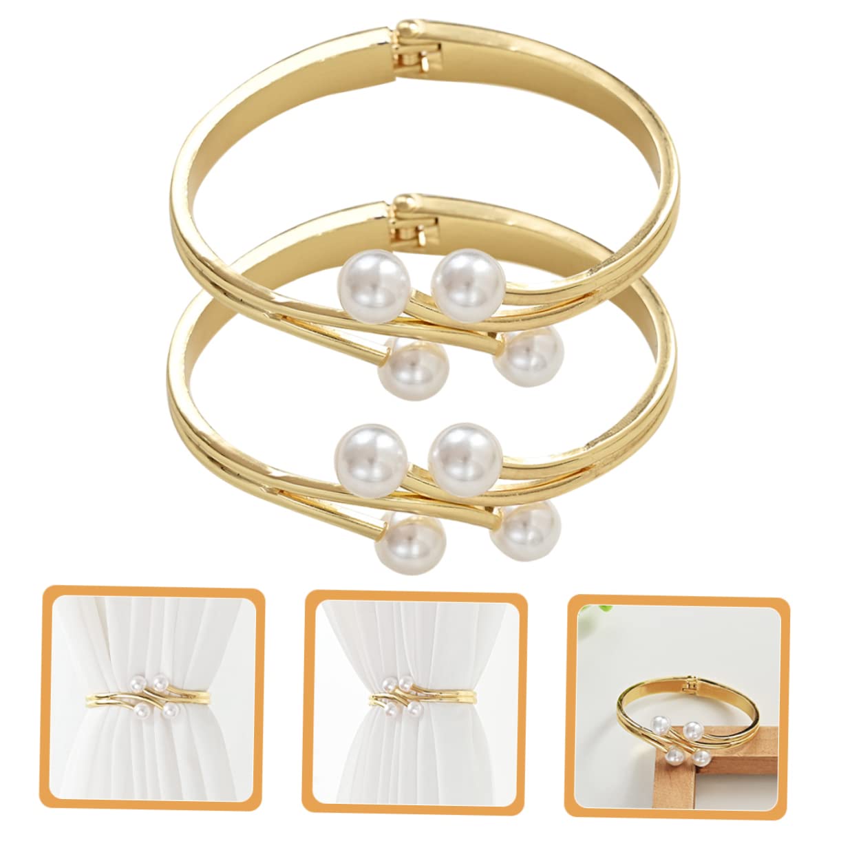 Cabilock 8 Pcs Rideau Anneau Perle Retenue Boucles Délicates Boucles De Rideau Embrasses De e pour ES pour Maison Fenêtre Embrasse Décor Alliage Doré