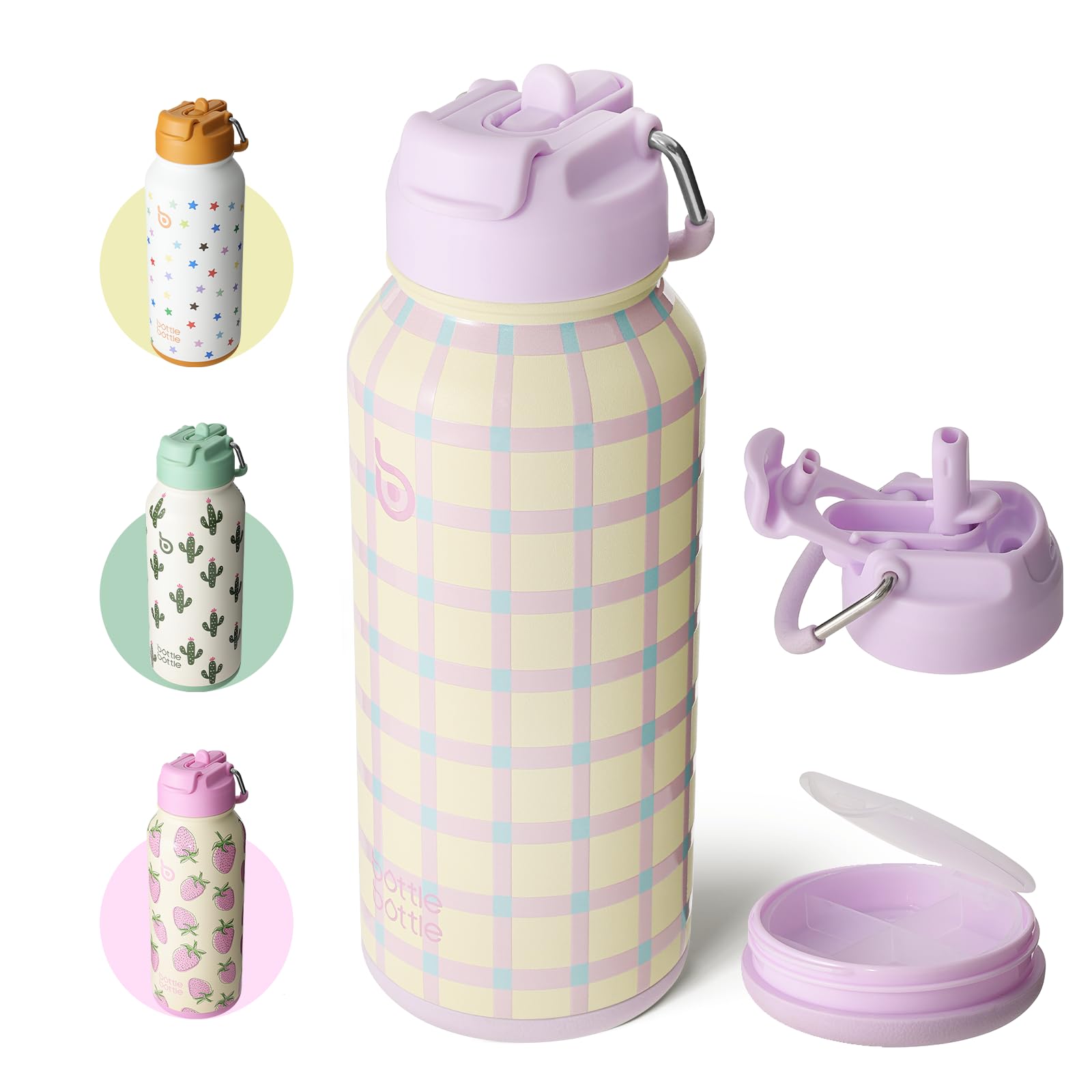 BOTTLE BOTTLE Insulated Water Bottle 950ml Stainless Steel with Straw and Pill Box โ image 1