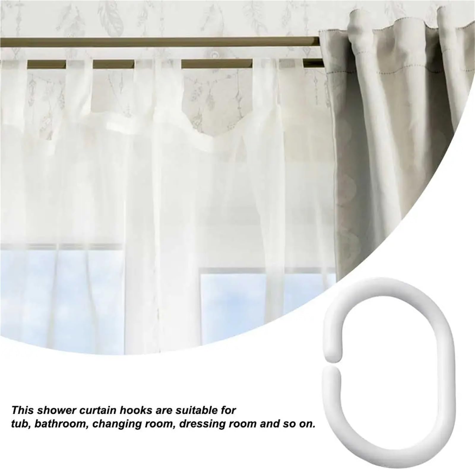 Anneaux de rideaux, Anneaux de rideau 240 pièces en plastique C Type douche crochet cintre bain drapé boucle Clip glisse