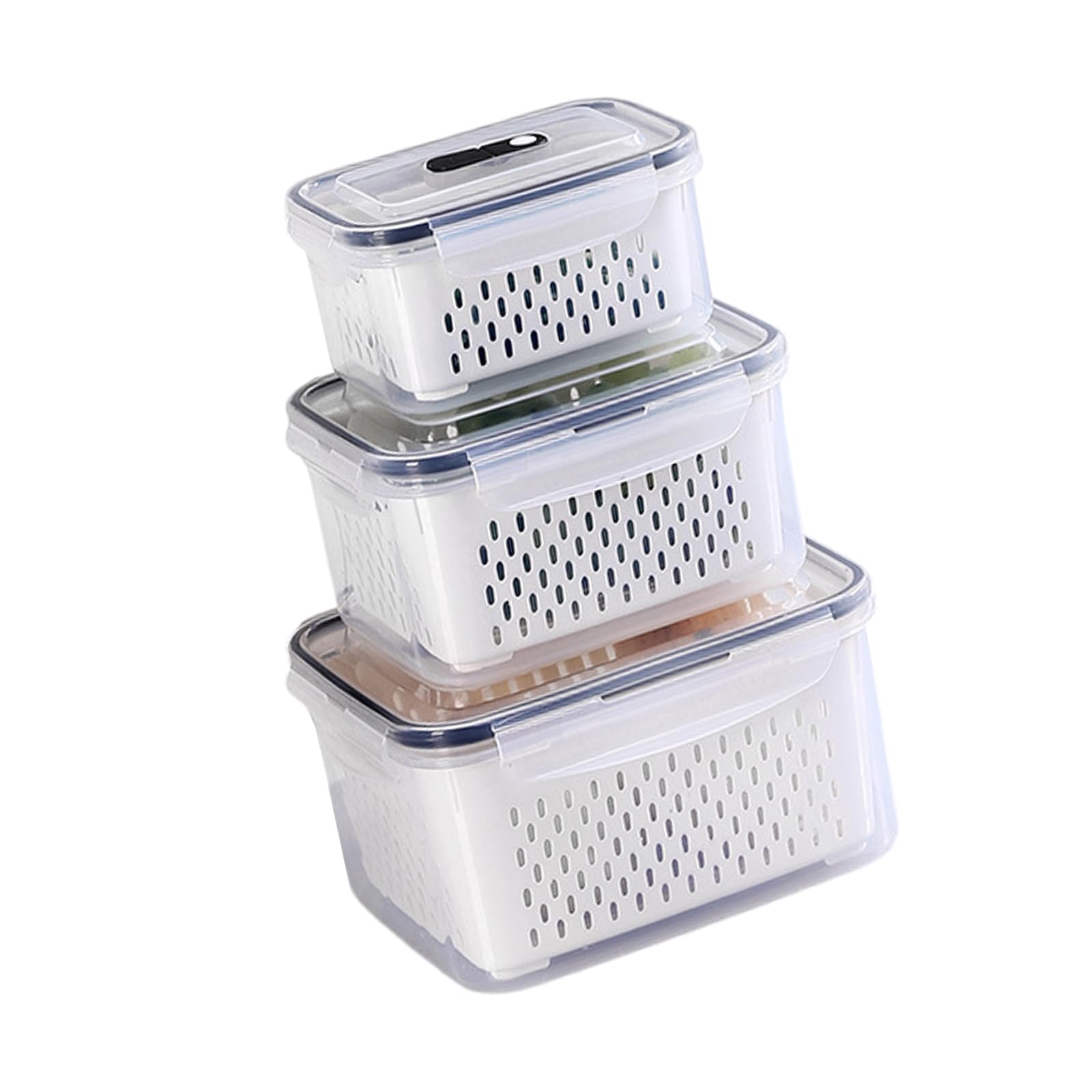 Tsophreniq Multipurpose Food Storage Container with Removable Colander Accessory for Easy Draining and Long Time Use Preservation Leakproof Food Storage