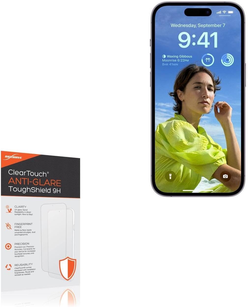 BoxWave Screen Protector Compatible with Apple iPhone 16 - ClearTouch Anti-Glare ToughShield 9H (2-Pack), Anti-Glare 9H Tough Flexible Film Screen Protector