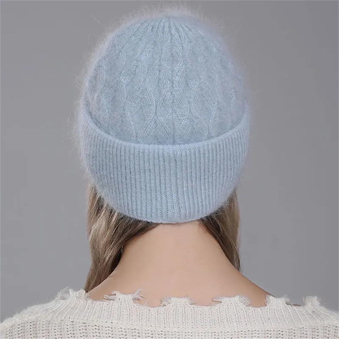 Wvapzxx Chapeaux Pour Femmes Bonnet De Fourrure Hiver Chaud Tricoté Chapeau En Cachemire Décontracté Skullies Casquette