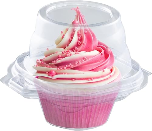 Miniatura 2 de Contenedores individuales para cupcakes (paquete de 200) | Cajas de plástico transparente desechables para cupcakes | Soporte individual para
