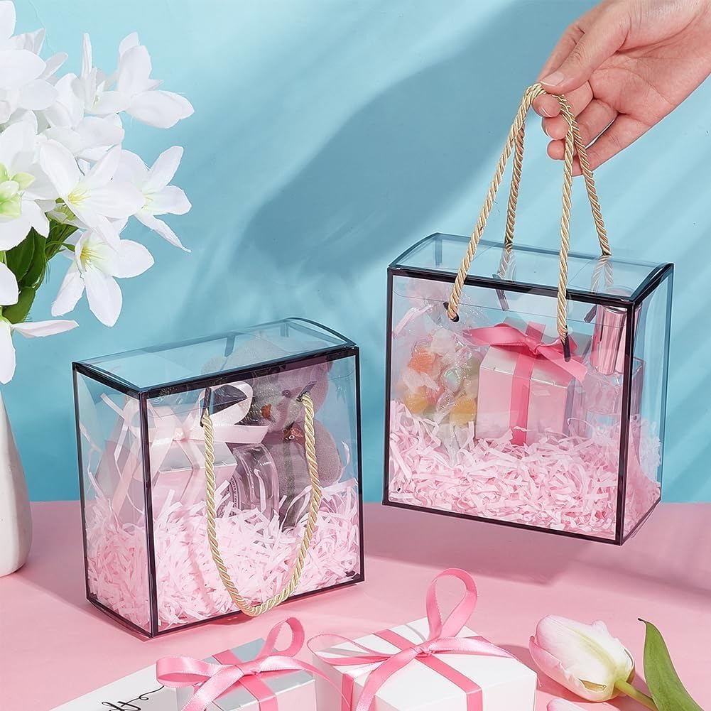 SATYAM KRAFT 6 Pcs Transparent Gift Goodie Boxes Packaging Hamper Boxes for Wedding Return Gifts, Valentine Gifting for Him/Her & Festive, Birthday Celebration, Baby Shower (Black, 25 x 25 cm)-image-6