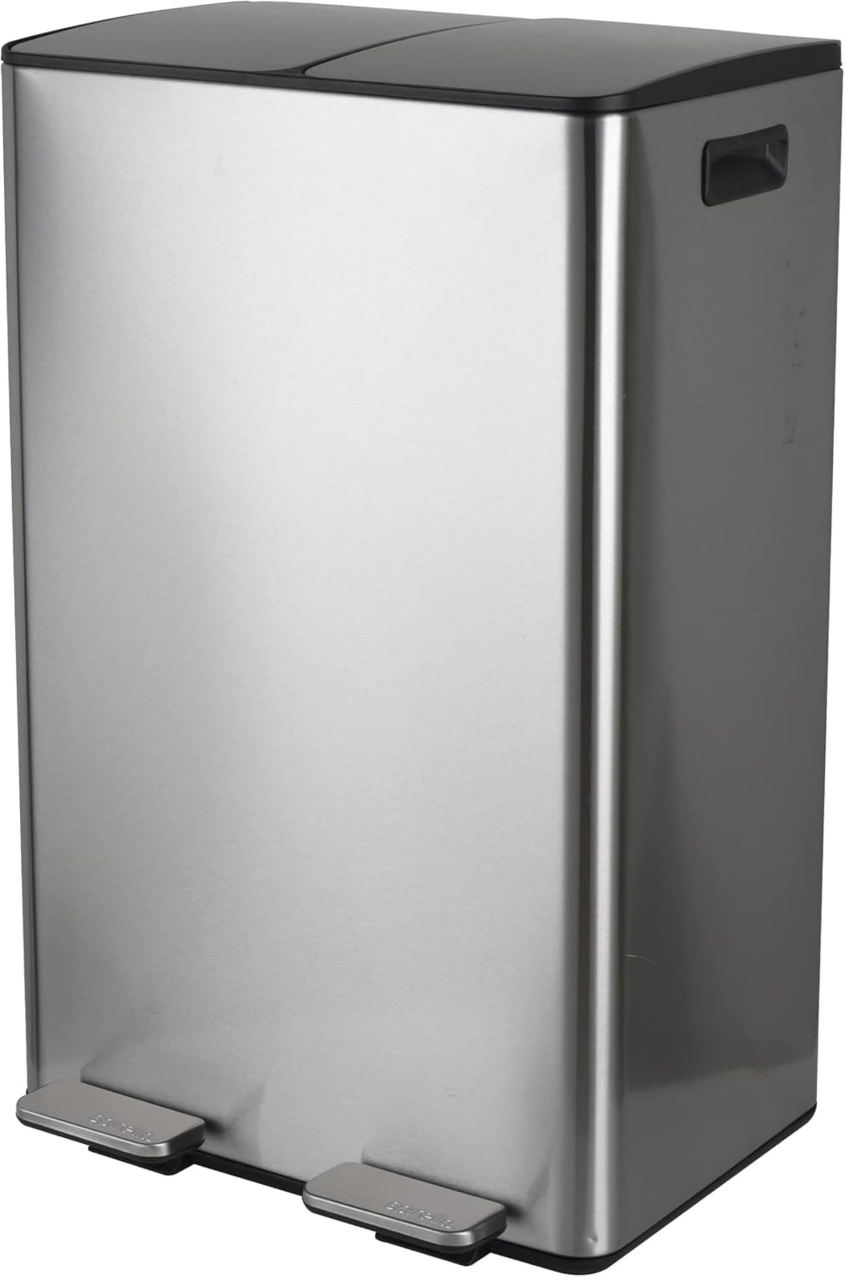 Spirella – Küchenabfalleimer, 60 l Fassungsvermögen (2 x 30 l) mit Pedal – Modell Aliya – Gebürsteter Edelstahl – Deckel mit Soft-Close-Funktion – Herausnehmbare Eimer – Seitliche Griffe – Edelstahl