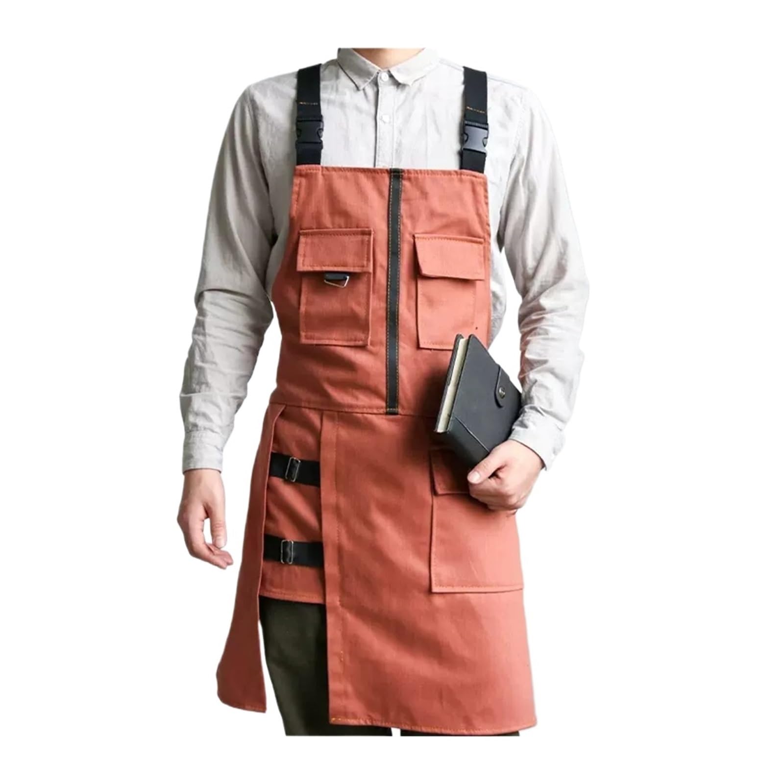 Schürze mit Kreuzrücken Baumwollschürze Gardening Works Canvas-Latzkleid mit überkreuztem Rücken for Art Studio Coffee Shop Antifouling-Uniform