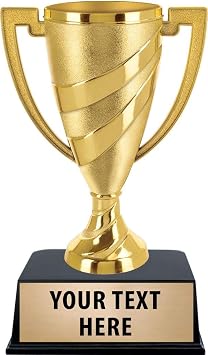 Crown Awards Gold Cup Trophy Gold Cup Recognition Custom Trophy with Engraving On Contemporary Base