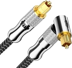EMK 90 Degree Optical Cable 24K Gold Plated 360 Degree Rotating Optical Audio Cable Right Angle Digital Toslink Cable for Soundbar TV 1.5M
