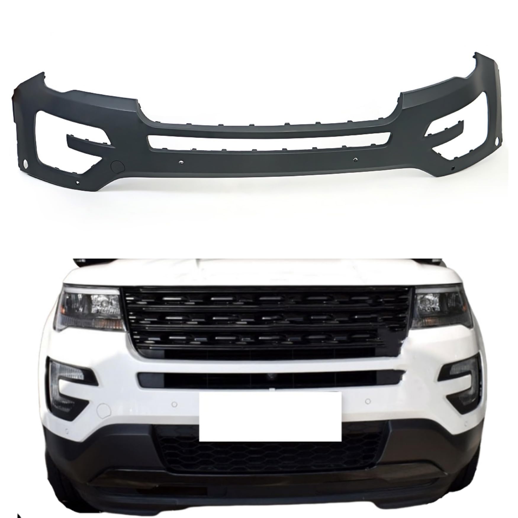 WFLNHB Primered Front Bumper Cover with 6 Sensor Hole Replacement for Explorer 2016-2017 FO1000727 FB5Z17D957CPTM