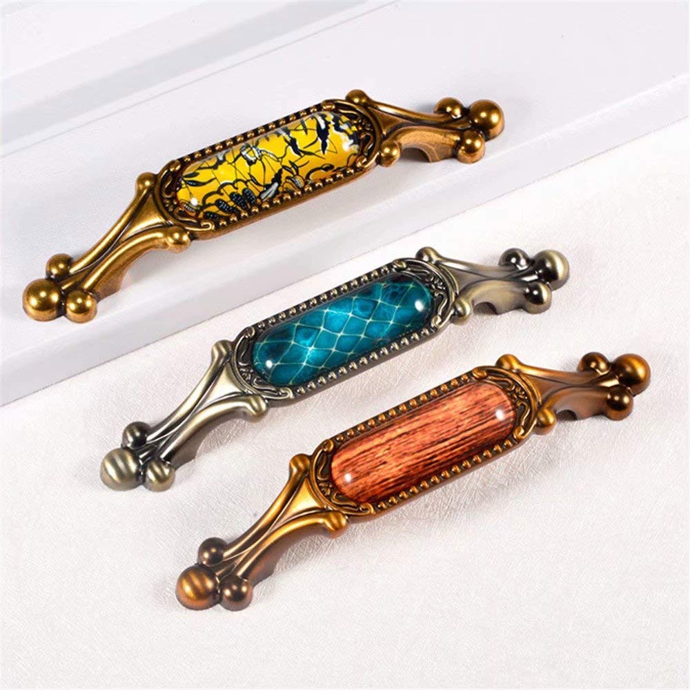 10 Stück Luxus-Vintage-Möbelgriffe, Elegante Bronze, Küchenschrankknöpfe und Griffe, Kleiderschrank, Türgriff, Schubladengriffe (Lochabstand 96 mm) (Farbe EIN Lochabstand 128 mm)