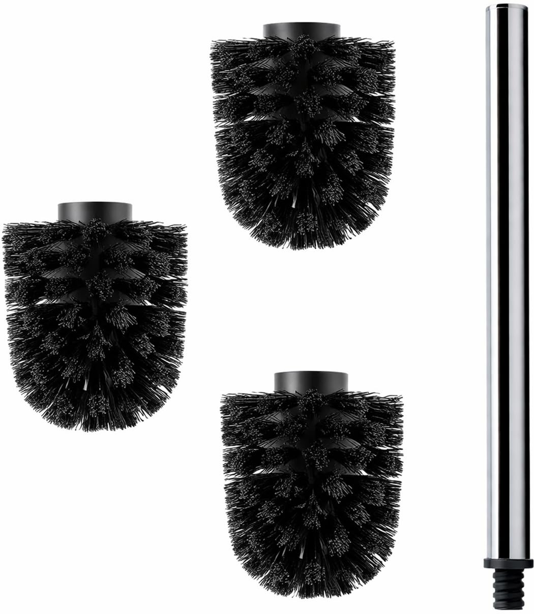 Replacement Brush Head Black with Handle 26 cm/Spare Toilet Brush/Toilet Brush, Set of 3