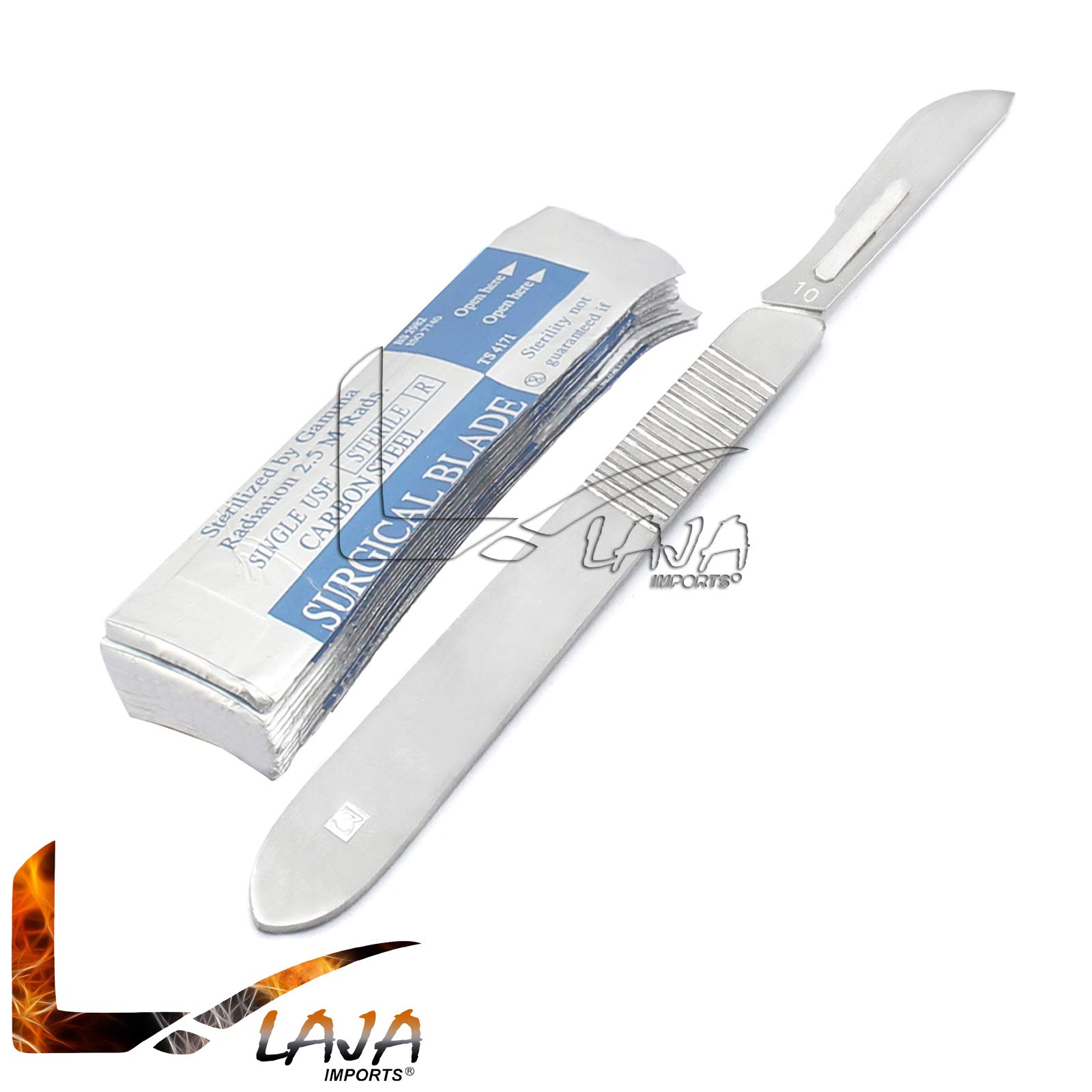 1 Stainless Steel Scalpel Knife Handle #3 with 20 STERILE SURGI Blades #10 (LAJA IMPORTS Brand)