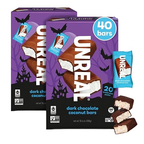 Miniatura 1 de Barras de coco de chocolate oscuro de UNREAL Edition  0.11 oz de azúcar  Certificado vegano, sin gluten, comercio justo, sin OMG  Sin alcoholes de