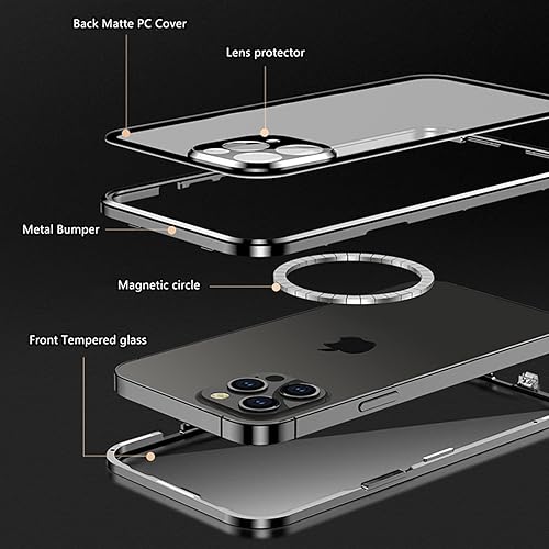 Miniatura 5 de Jonwelsy Funda para iPhone 11, protección de doble cara de 360 grados, compatible con Magsafe de absorción magnética, parachoques de metal frontal