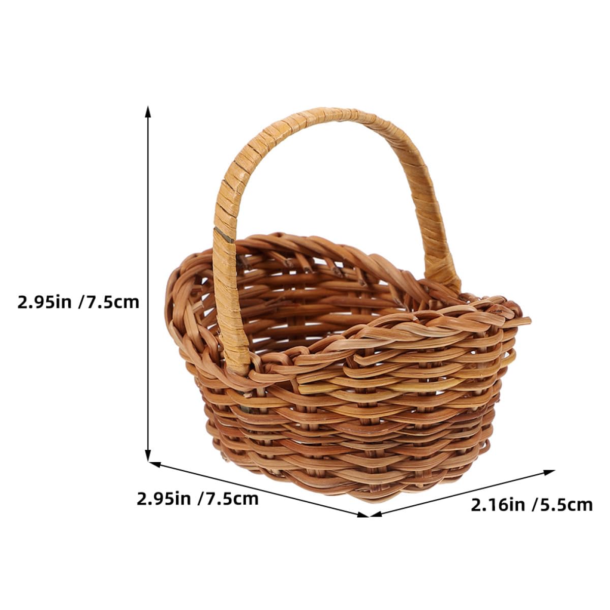 Set 6 Piccoli Cesti Intrecciati in Rattan con Manico, Stile Classico e Retrò, per Organizzazione Studio e Conservazione in Bagno