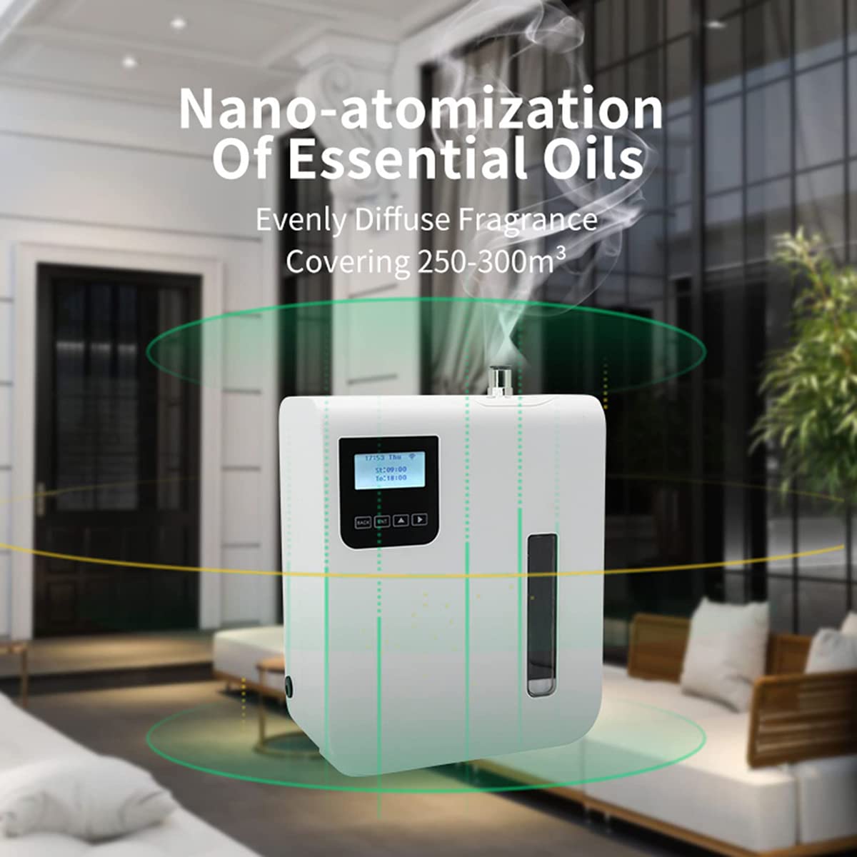 Difusor de aceite esencial, máquina difusora de aroma Bluetooth Wifi de 300 ml, con tecnología de difusión de aire frío, última tecnología de difusión de aire frío, para el hogar, la oficina, la habit