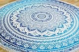 GURU SHOP R&es Indisches Mandala Tuch, Boho Tagesdecke, Picknickdecke, Stranddecke, R&e Tischdecke - Blau, Baumwolle, 180x180x0 cm