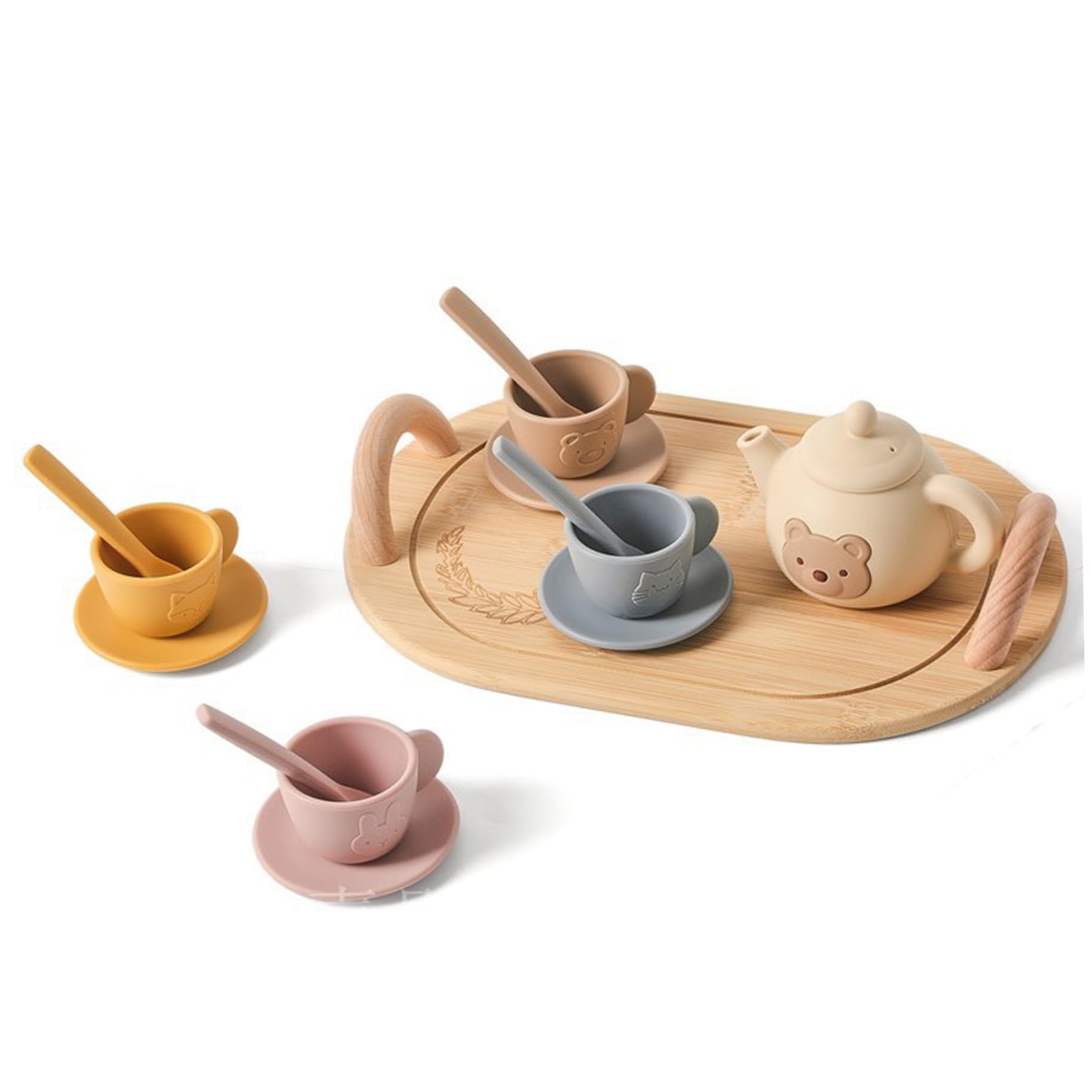 Tea Party Set, Tea Sets for Toddlers 3-5, Educational Party Set with Silicone Teapot, Cups, Coasters with Serving Spoon for Girls and Boys, Toddler — view 7