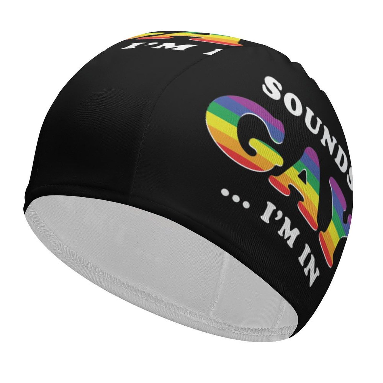Sounds Gay I'm in Funny Swim Cap for Adults Swimming Hat for Men Women Long And Short Hair