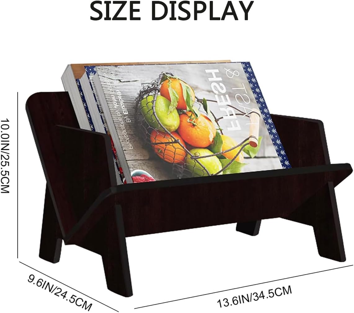 Wood Bookcase in Living Room/Home/Office, Desktop Book Shelf Organizer Bookshelves Storage Rack for CDs/Magazine/Books Display (Black, 13.6") - Image 3