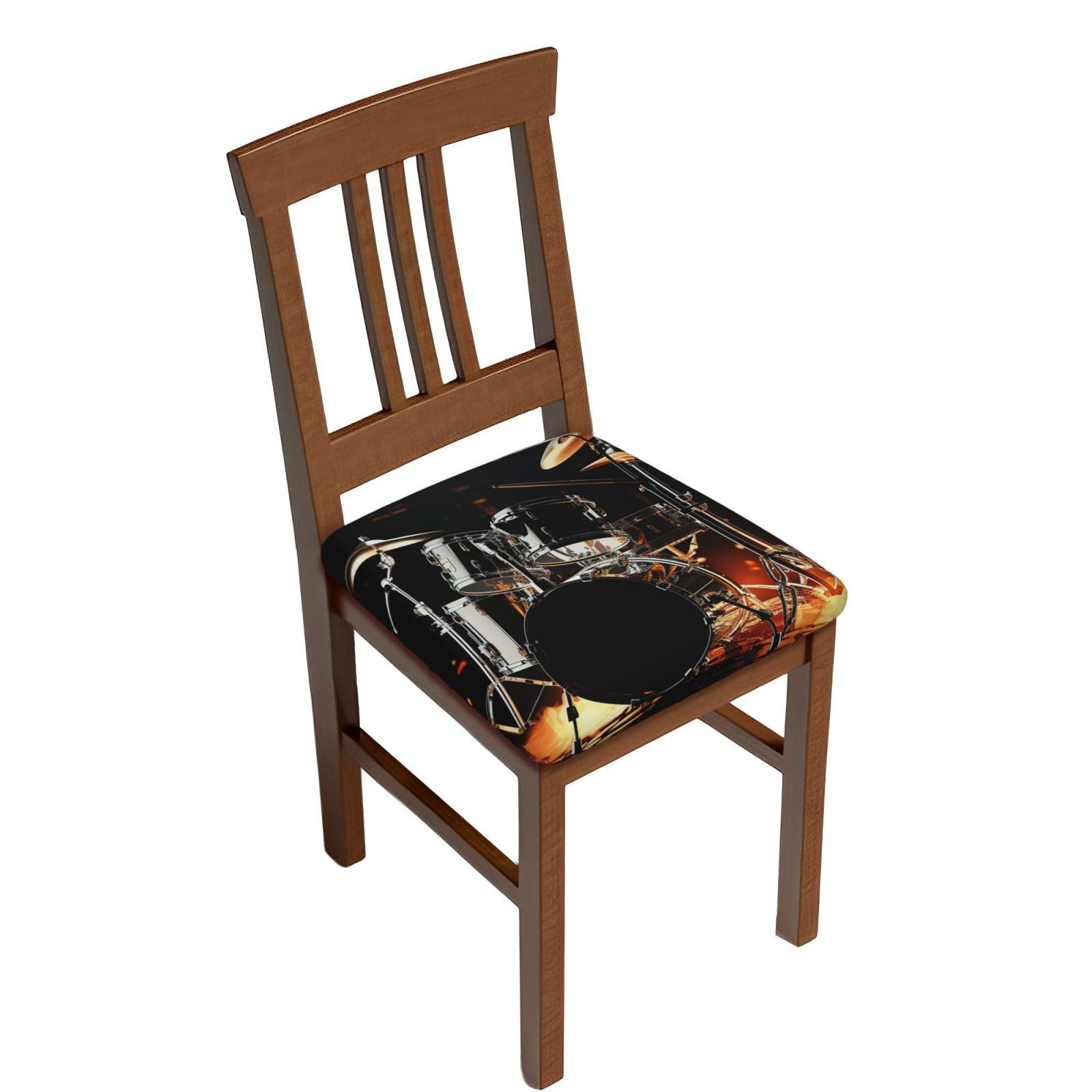 FodPand Drummer Square Stool Covers Four Pieces, Stretch Removable Square Bar Stool Seat Covers Washable Dustproof Stool Cushion Slipcover Soft Milk Silk Bar Chair Covers with Band