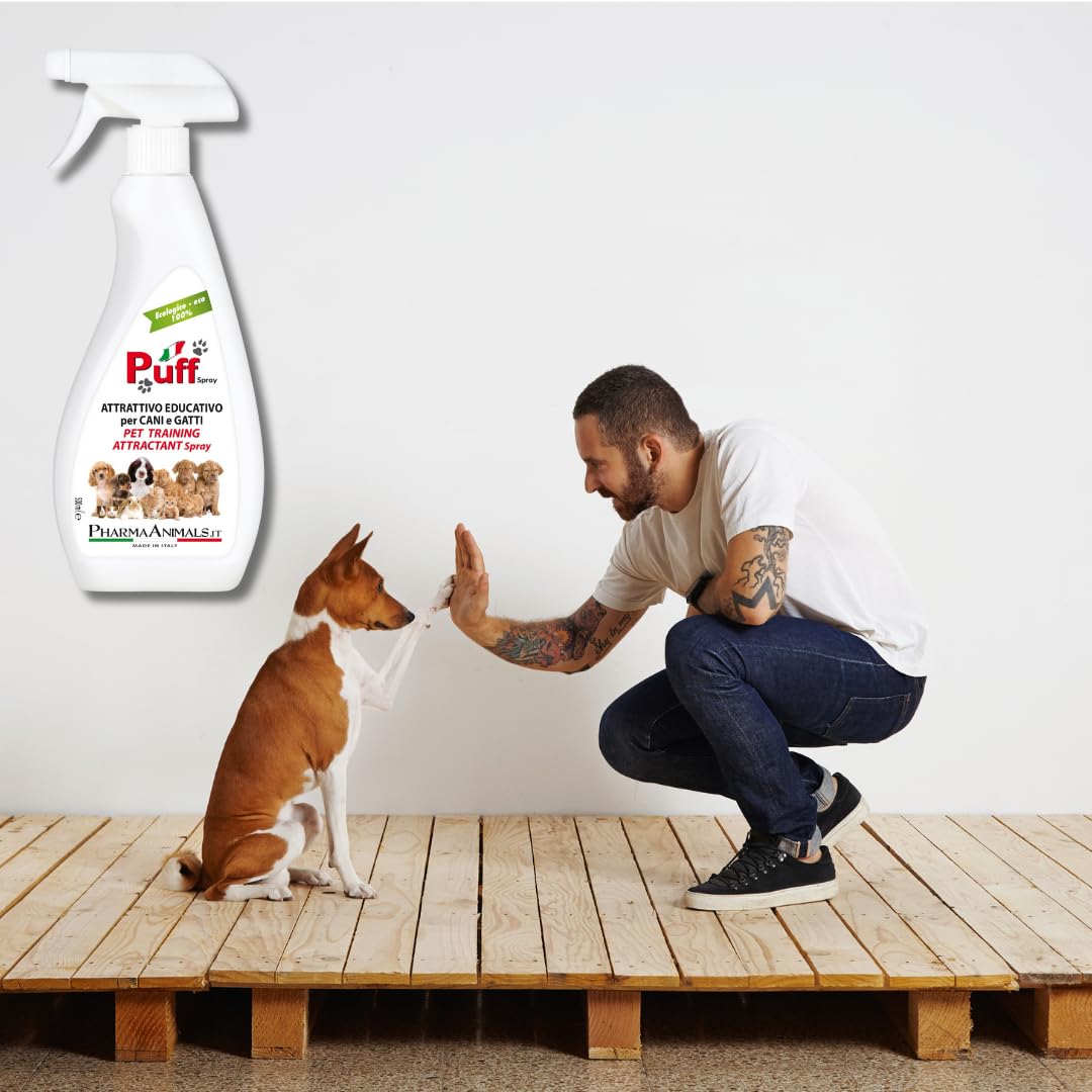 Puff Spray Attrattivo Naturale per Addestramento Cani e Gatti 100% Eco-Friendly | Facile Uso per Lettiera e Area Bisogni - 500 ml, Made in Italy
