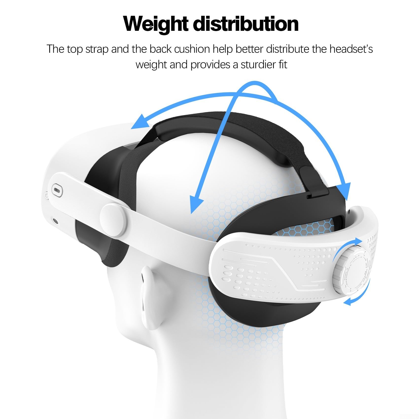 Sangle de tête orientée confort pour utilisateurs Meta Quest3S VR réglable et fiable (blanc)