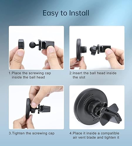 Miniatura 6 de Soporte magnético inalámbrico para cargador de coche compatible con Magsafe iPhone 15/iPhone 14/iPhone 13, accesorios magnéticos de ventilación de